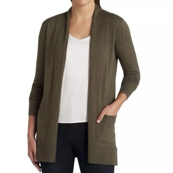 Pink Clover Cardigan Green Penton Pocketed Open Long Cardigan NWT STITCHFIX - Picture 1 of 16